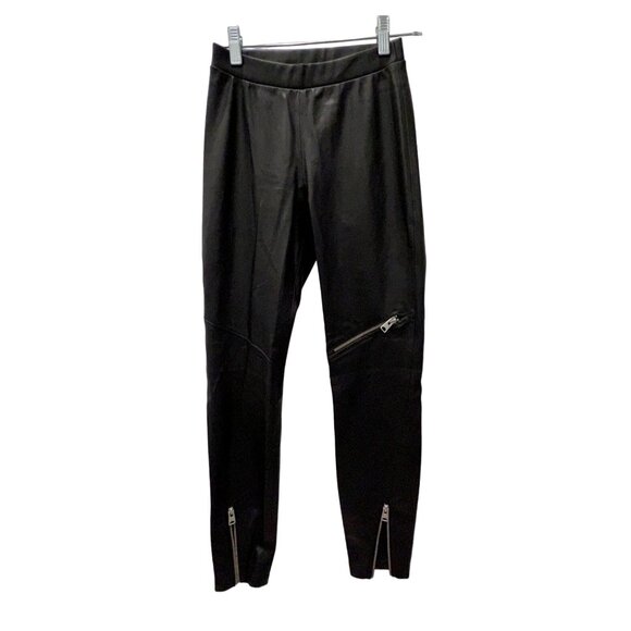 AllSaints FAUX Black Leather Moto Pants - Size 0 - Picture 3 of 8